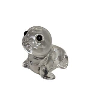 Oneida Crystal Seal Figurine Clear Glass Animal Decor